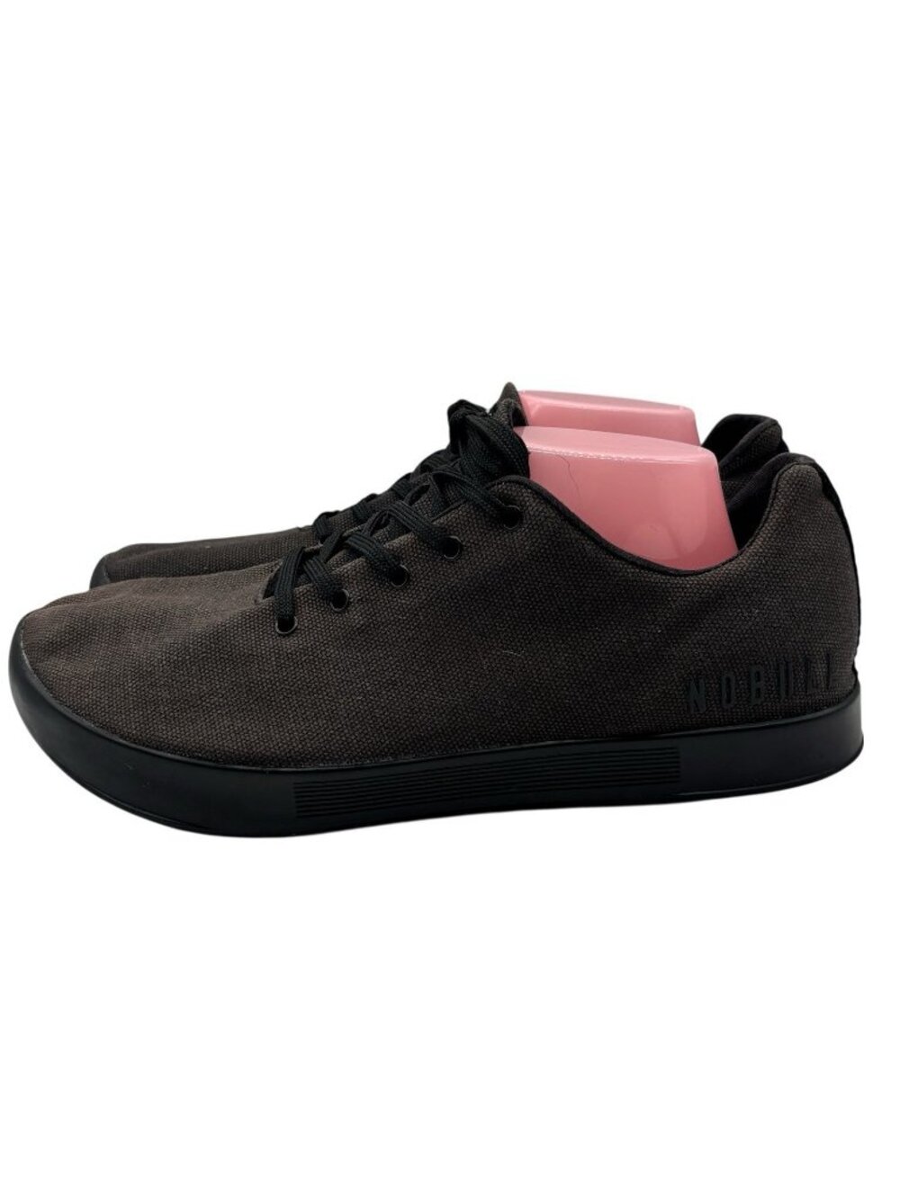NoBull Black Canvas Trainer Men 10.5 Women 12 Lace Up Gym Lifting Shoes